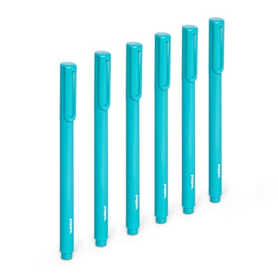 Aqua Signature Ballpoint Pens with Blue Ink, Set of 6