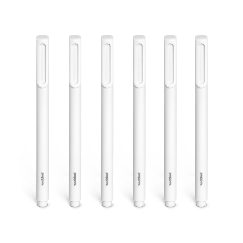 White Signature Ballpoint Pens with Black Ink, Set of 6,,hi-res image number 1.0