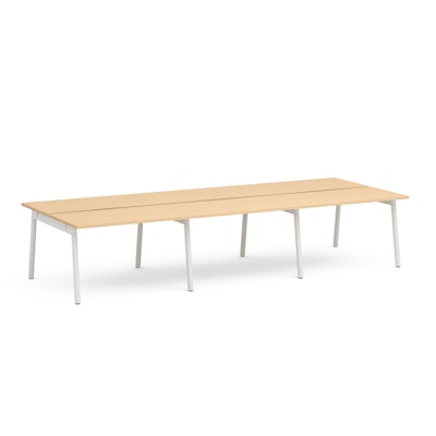 Series A Double Desk for 6, Natural Oak, 47", White Legs,Natural Oak,hi-res