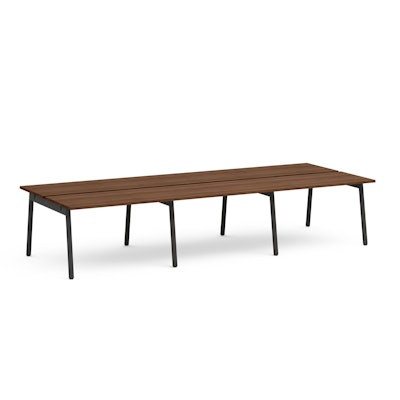 Series A Double Desk for 6, Walnut, 47", Charcoal Legs,Walnut,hi-res