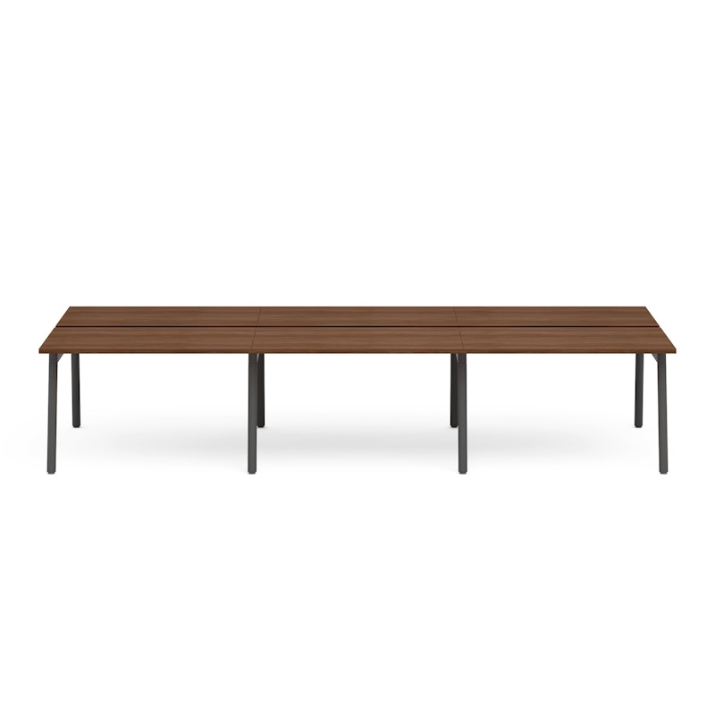 Series A Double Desk for 6, Walnut, 47", Charcoal Legs,Walnut,hi-res image number 3