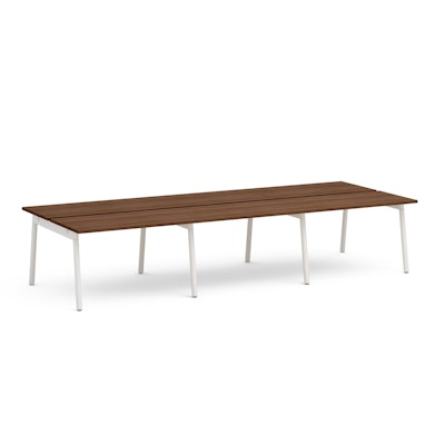 Series A Double Desk for 6, Walnut, 47", White Legs,Walnut,hi-res