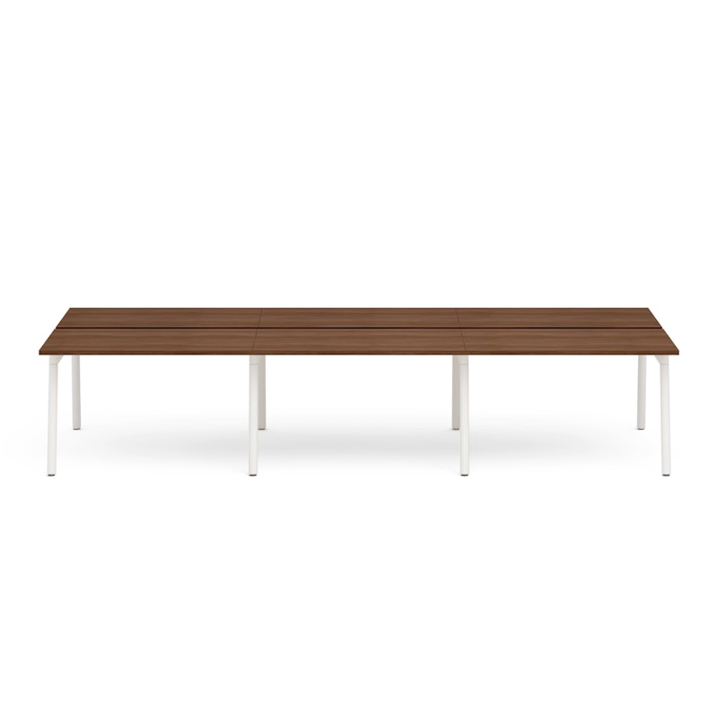 Series A Double Desk for 6, Walnut, 47", White Legs,Walnut,hi-res image number 3