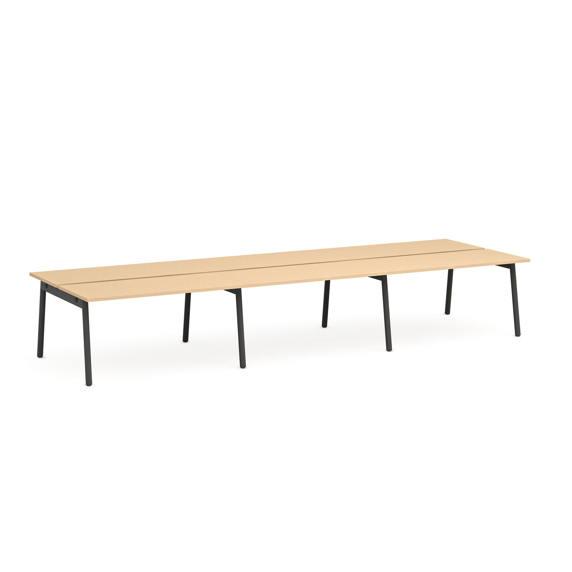 Series A Double Desk for 6, Natural Oak, 57", Charcoal Legs,Natural Oak,hi-res