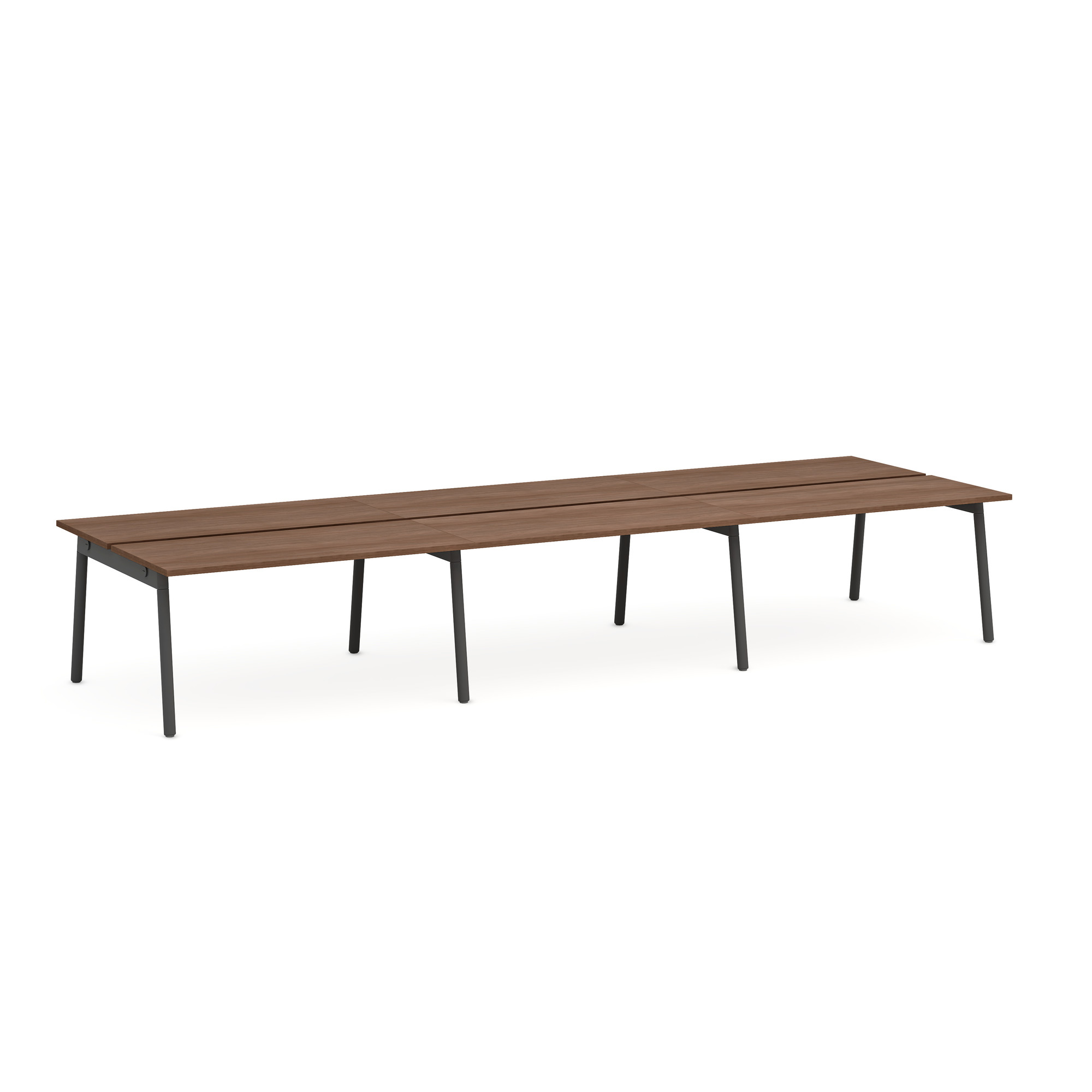 Series A Double Desk for 6, Walnut 57", Charcoal Legs,Walnut,hi-res