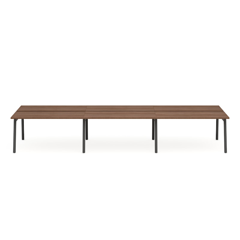 Series A Double Desk for 6, Walnut 57", Charcoal Legs,Walnut,hi-res image number 2.0