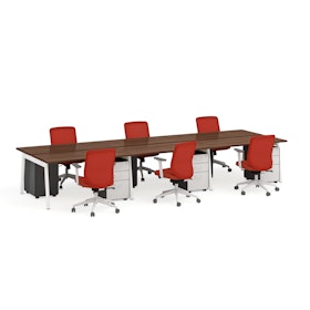 Series A Double Desk For 6, White Legs