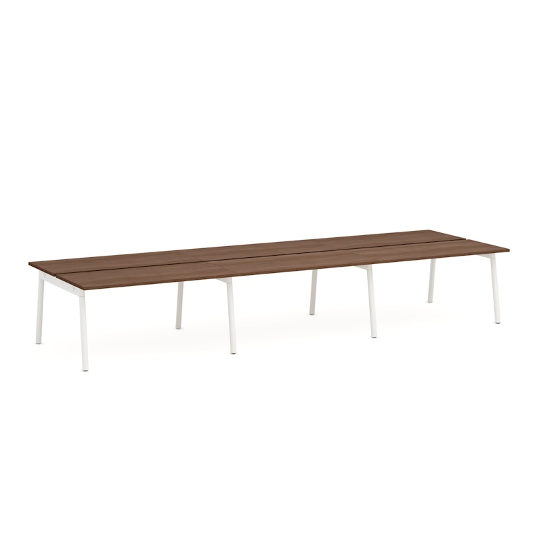 Series A Double Desk for 6, Walnut, 57", White Legs,Walnut,hi-res image number 2