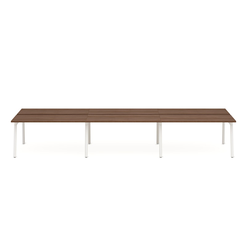 Series A Double Desk for 6, Walnut, 57", White Legs,Walnut,hi-res image number 3