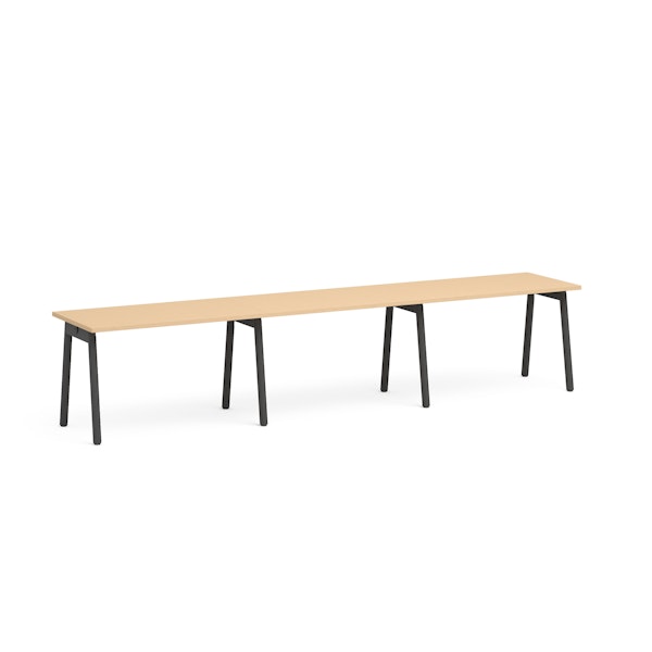 Series A Single Desk for 3, Natural Oak, 47", Charcoal Legs,Natural Oak,hi-res