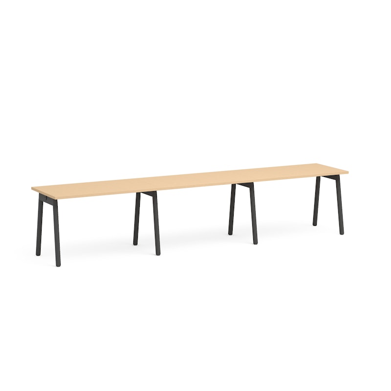Series A Single Desk for 3, Natural Oak, 47", Charcoal Legs,Natural Oak,hi-res image number 0.0