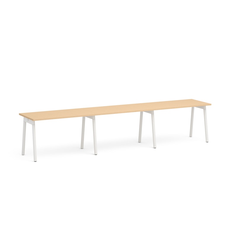 Series A Single Desk for 3, Natural Oak, 47", White Legs,Natural Oak,hi-res image number 1