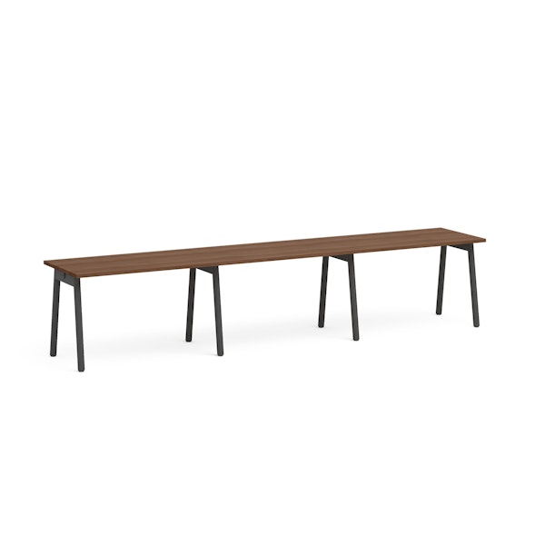Series A Single Desk for 3, Walnut, 47", Charcoal Legs,Walnut,hi-res