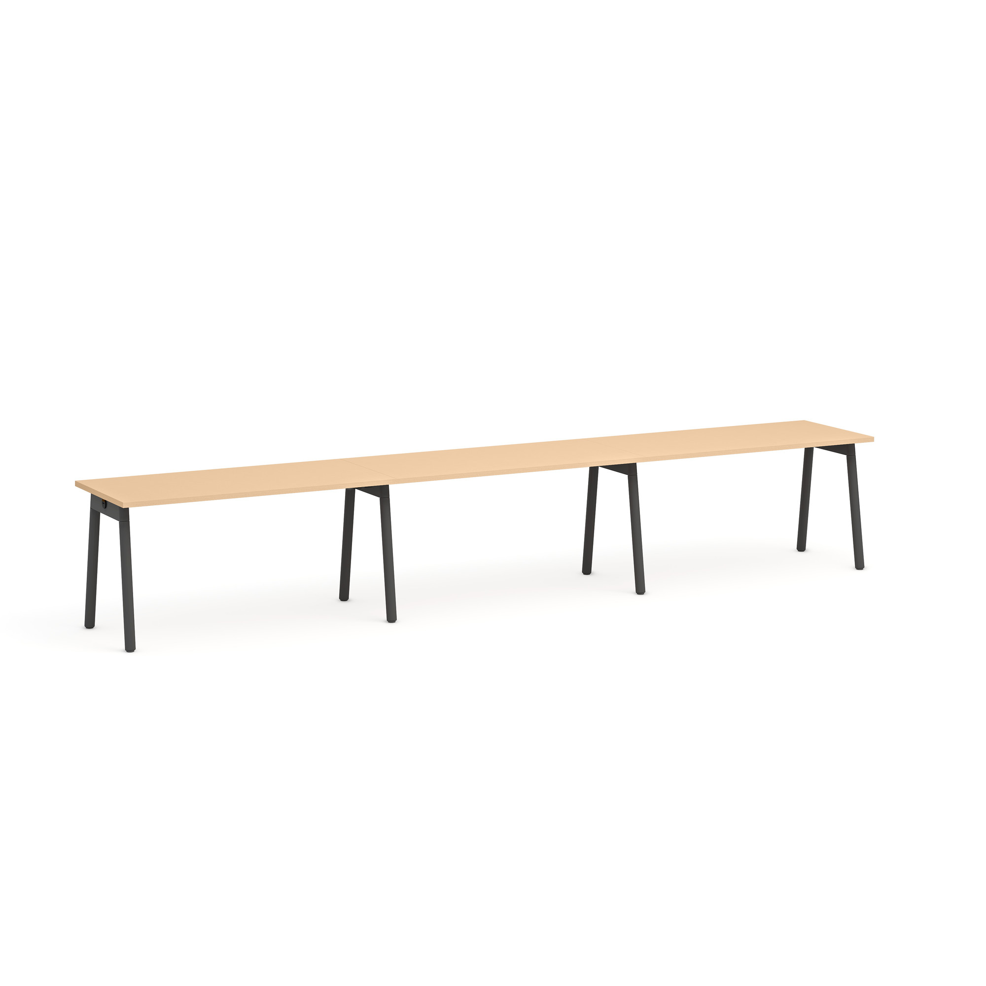 Series A Single Desk for 3, Charcoal Legs