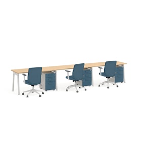 Series A Single Desk For 3, White Legs