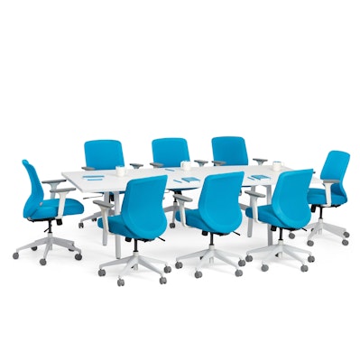 Series A Conference Table, White, 96x42", White Legs
