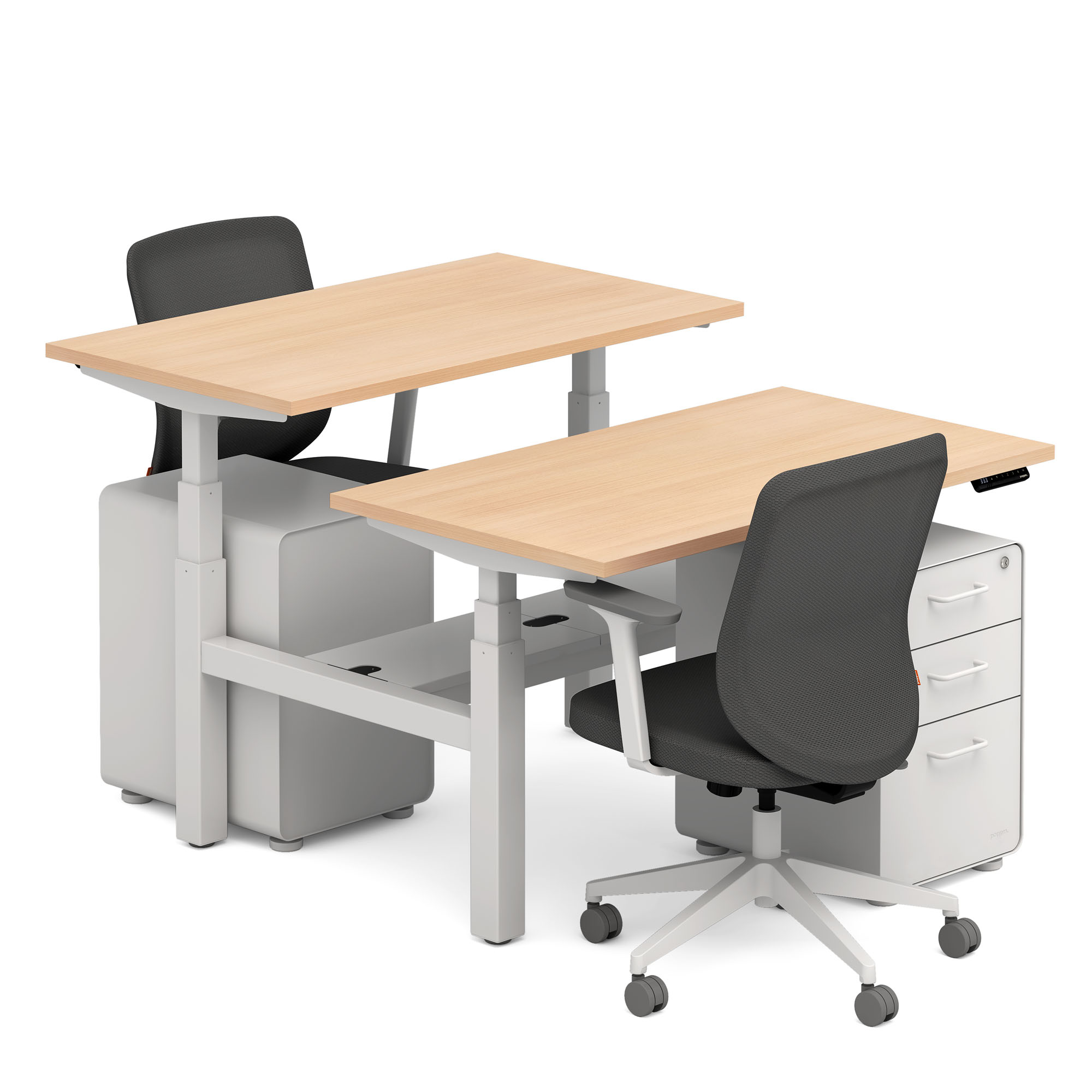 Natural Oak Series L 47 Double Desk Max Task Chair White Stow