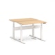 Series L Desk for 2 + Boom Power Rail, Natural Oak, 47", White Legs,Natural Oak,hi-res