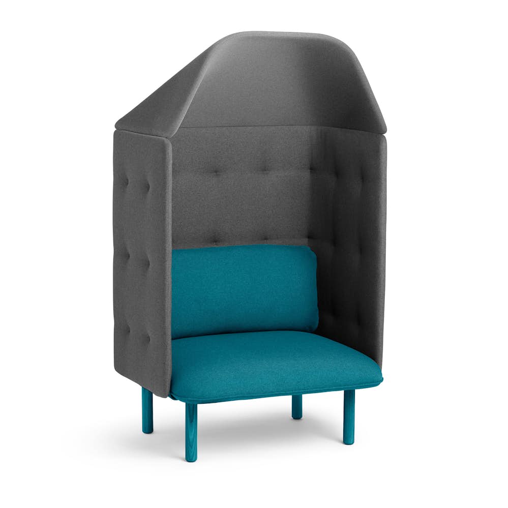 Teal Dark Gray Qt Privacy Lounge Chair With Canopy Poppin