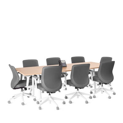 Series A Conference Table, Natural Oak, 96x42", White Legs