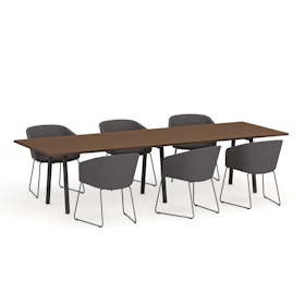 Series A Conference Table, Walnut, 124x42", Charcoal Legs