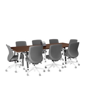 Series A Conference Table, Walnut, 96x42", Charcoal Legs