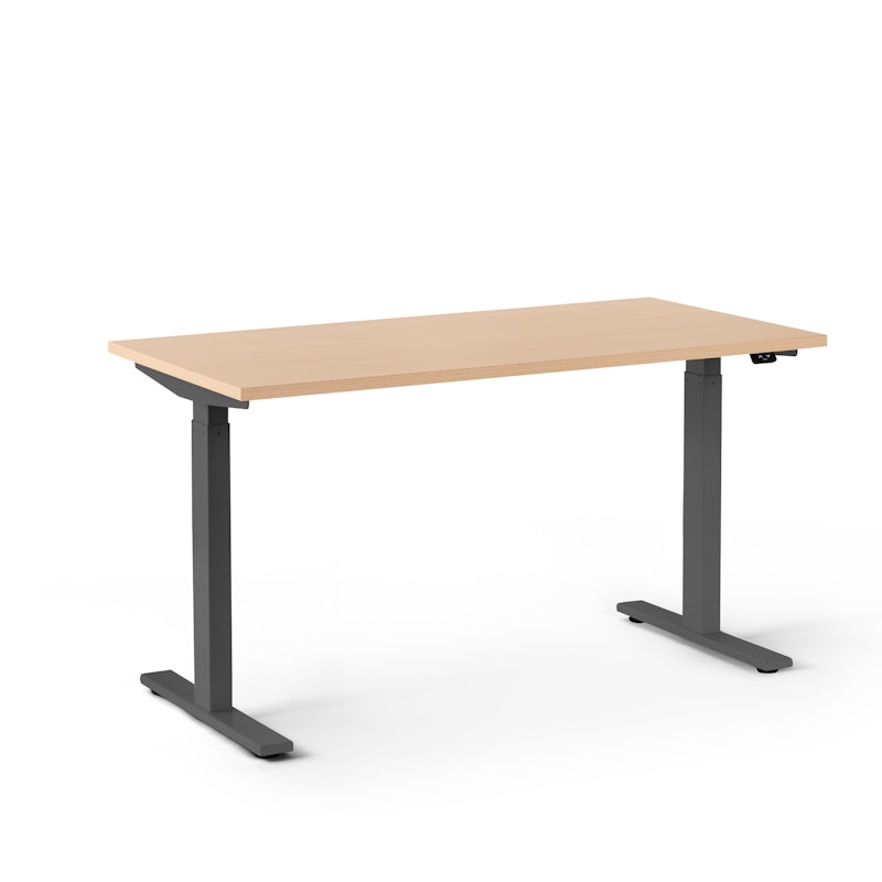 Series L 2S Adjustable Height Single Desk, Natural Oak, 47", Charcoal Legs,Natural Oak,hi-res image number 1.0