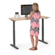 Series L 2S Adjustable Height Single Desk, Natural Oak, 47", Charcoal Legs,Natural Oak,hi-res