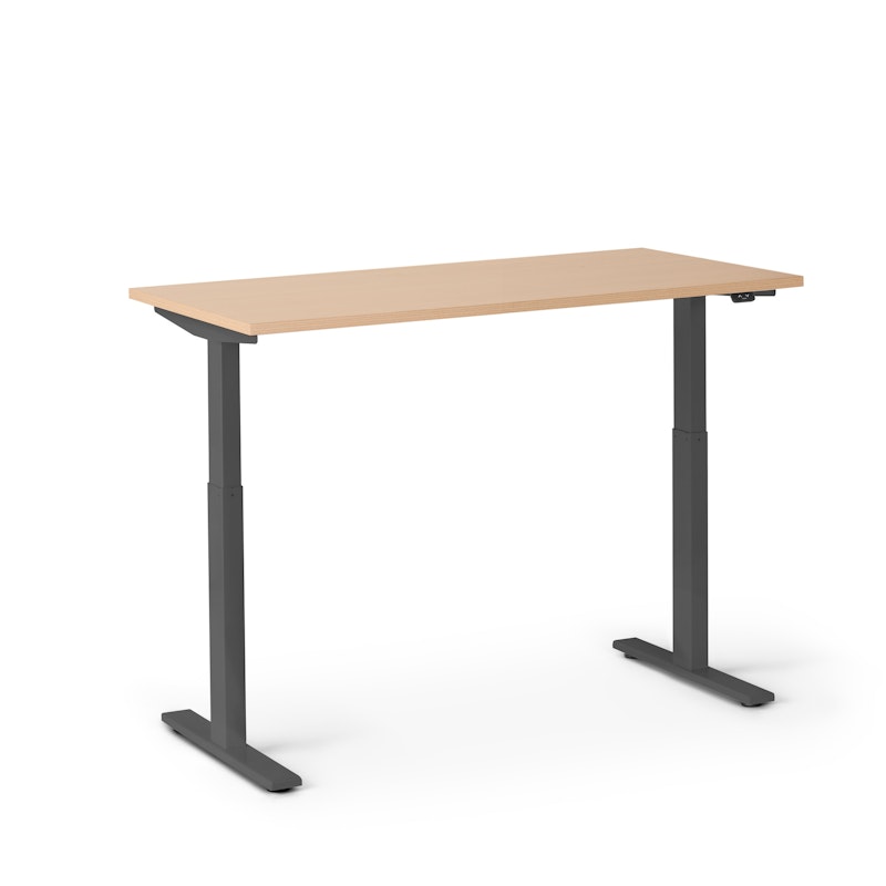 Series L 2S Adjustable Height Single Desk, Natural Oak, 47", Charcoal Legs,Natural Oak,hi-res image number 3.0