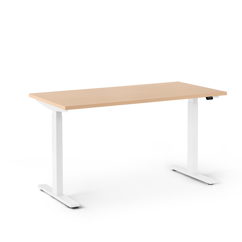 Series L 2S Adjustable Height Single Desk, Natural Oak, 47", White Legs,Natural Oak,hi-res image number 1.0