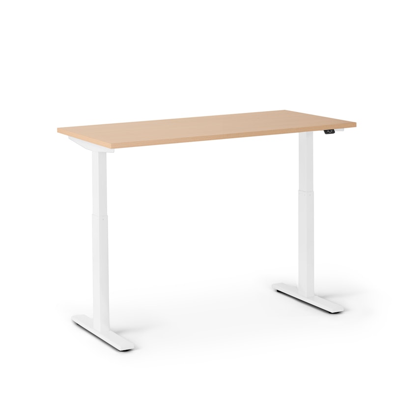 Series L 2S Adjustable Height Single Desk, Natural Oak, 47", White Legs,Natural Oak,hi-res image number 3.0