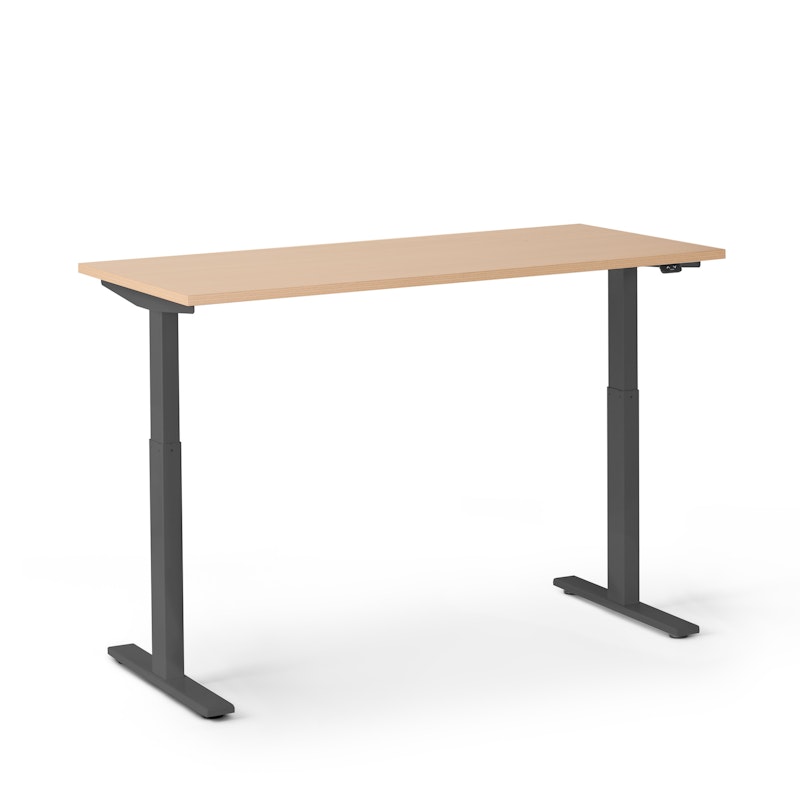 Series L 2S Adjustable Height Single Desk, Natural Oak, 57", Charcoal Legs,Natural Oak,hi-res image number 3.0