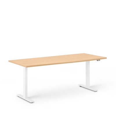 Series L 2S Adjustable Height Single Desk, Natural Oak, 72", White Legs,Natural Oak,hi-res