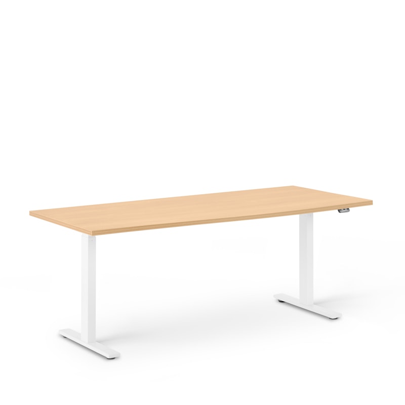 Series L 2S Adjustable Height Single Desk, Natural Oak, 72", White Legs,Natural Oak,hi-res image number 1.0
