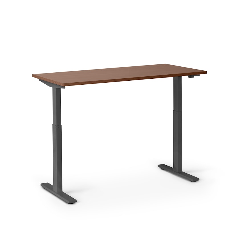 Series L 2S Adjustable Height Single Desk, Walnut, 47", Charcoal Legs,Walnut,hi-res image number 3.0