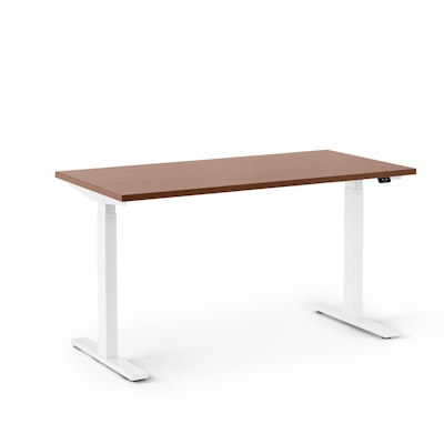 Series L 2S Adjustable Height Single Desk, Walnut, 47", White Legs,Walnut,hi-res