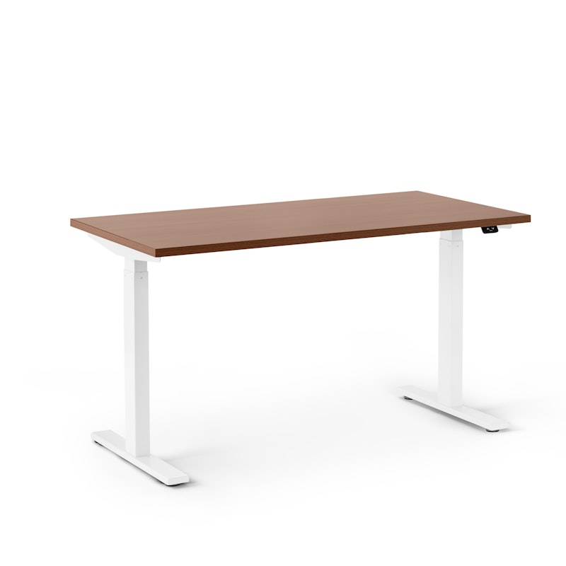 Series L 2S Adjustable Height Single Desk, Walnut, 47", White Legs,Walnut,hi-res image number 1.0