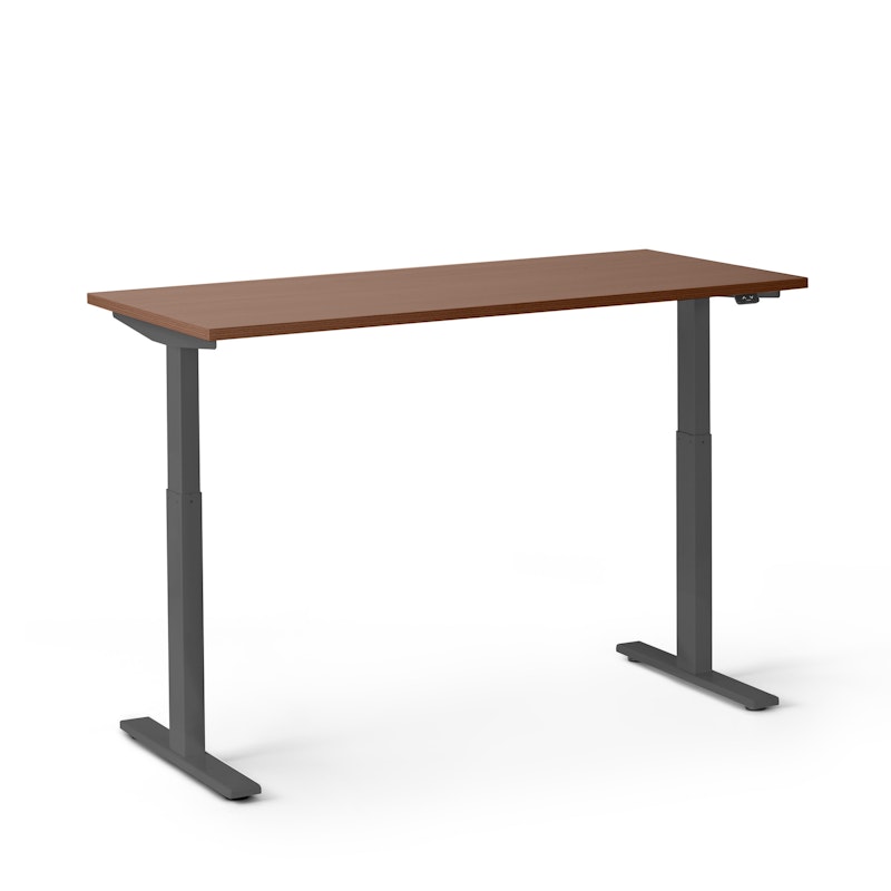 Series L 2S Adjustable Height Single Desk, Walnut, 57", Charcoal Legs,Walnut,hi-res image number 3.0