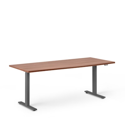 Series L 2S Adjustable Height Single Desk, Walnut, 72", Charcoal Legs,Walnut,hi-res