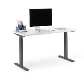 Series L 2S Adjustable Height Single Desk, White, 47", Charcoal Legs,White,hi-res