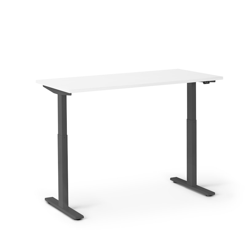 Series L 2S Adjustable Height Single Desk, White, 47", Charcoal Legs,White,hi-res image number 3.0