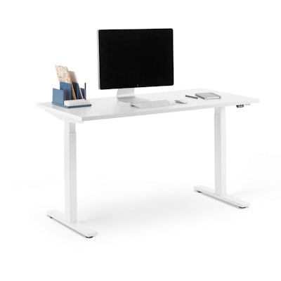 Series L 2S Adjustable Height Single Desk, White, 47", White Legs