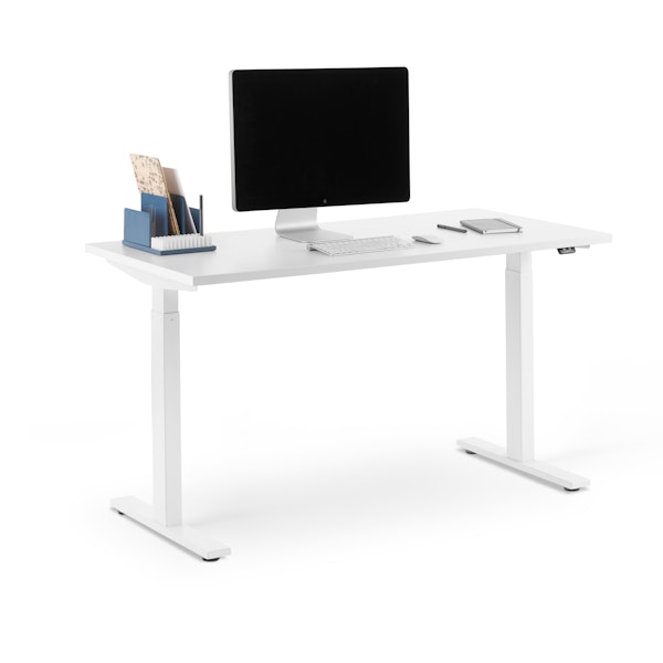 Series L 2S Adjustable Height Single Desk, White, 47", White Legs,White,hi-res