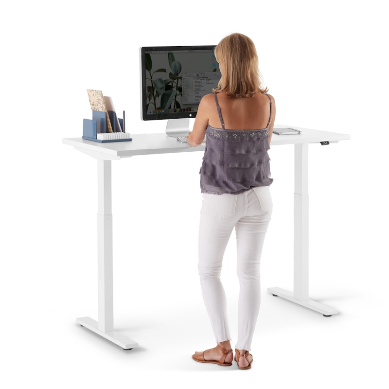 Series L 2S Adjustable Height Single Desk, White, 47", White Legs,White,hi-res image number 2.0