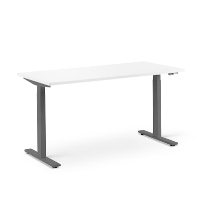 Series L 2S Adjustable Height Single Desk, White, 57", Charcoal Legs,White,hi-res