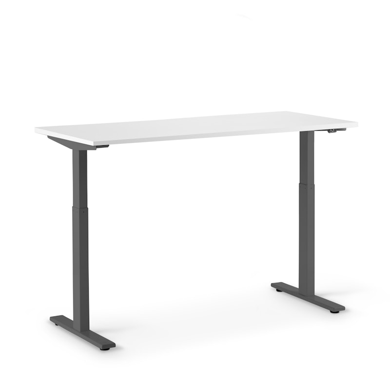 Series L 2S Adjustable Height Single Desk, White, 57", Charcoal Legs,White,hi-res image number 4
