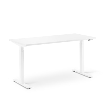 Series L 2S Adjustable Height Single Desk, White, 57", White Legs,White,hi-res