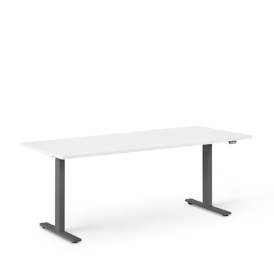 Series L 2S Adjustable Height Single Desk, White, 72", Charcoal Legs,White,hi-res
