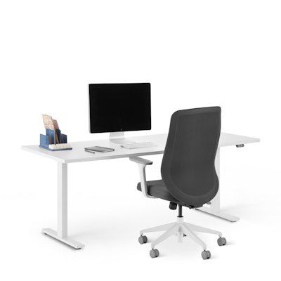 Series L 2S Adjustable Height Single Desk, White, 72", White Legs