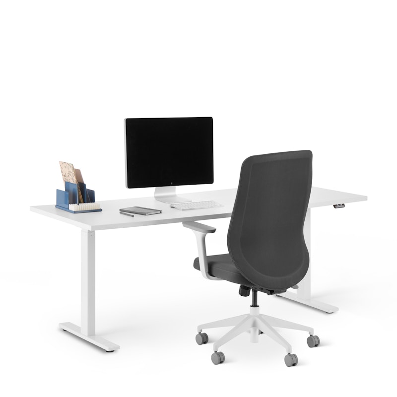 Series L 2S Adjustable Height Single Desk, White, 72", White Legs,White,hi-res image number 0.0